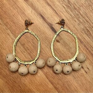 Yochi | Pom Pom Hoop Earrings | 3.5” Length